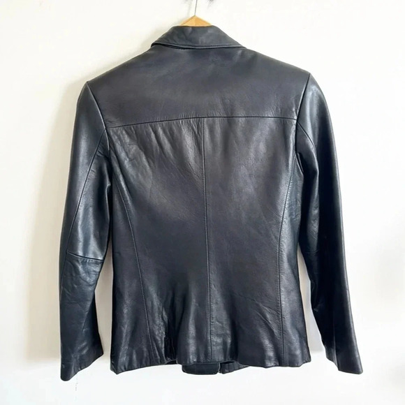 Vintage 90s Ms Maxima black short leather jacket size small - Picture 6 of 8